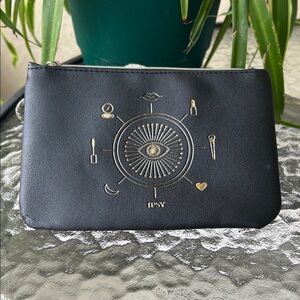 IPSY SMALL COSMETIC BAG/POUCH/BLACK WITH GOLD EMBOSSING/EUC